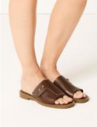 Marks & Spencer Leather Studded Mule Sandals Chocolate