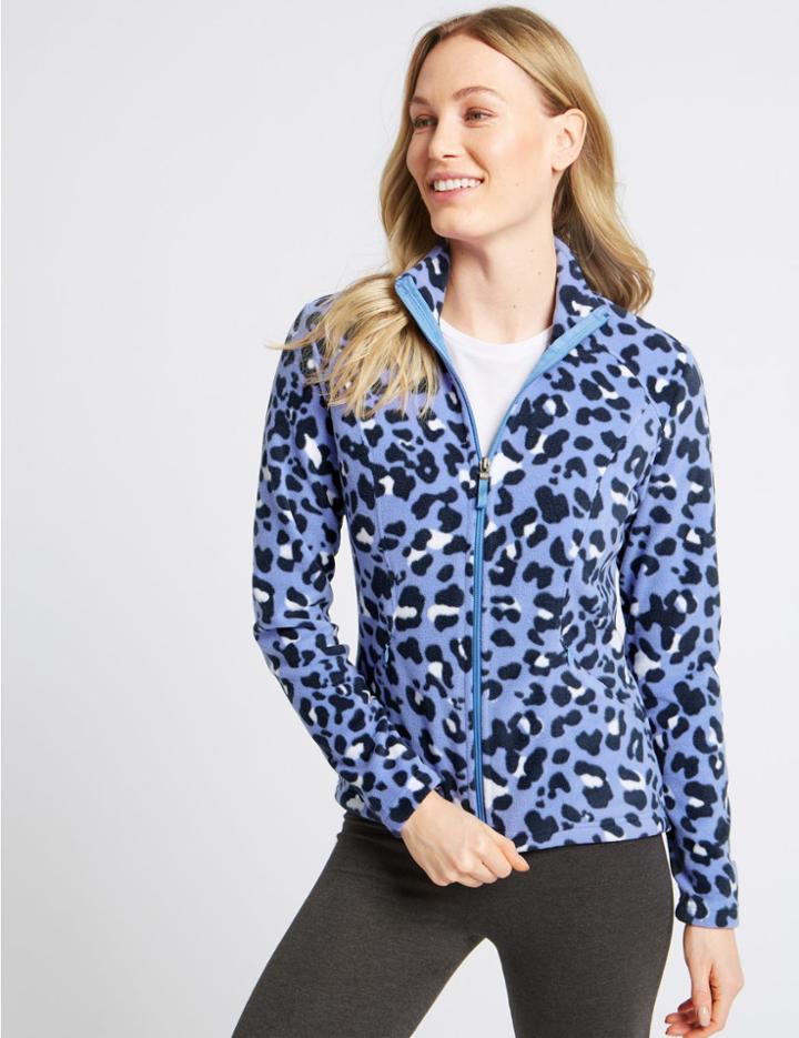 Marks & Spencer Leopard Print Fleece Jacket Cornflower Mix