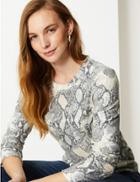 Marks & Spencer Cosy Animal Print Long Sleeve Top Grey Mix