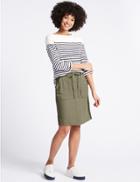 Marks & Spencer Linen Rich Elasticated Waist Mini Skirt Khaki