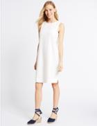 Marks & Spencer Linen Blend Scallop Neck Tunic Dress Ivory
