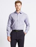 Marks & Spencer 2in Longer Non-iron Regular Fit Shirt Lilac Mix