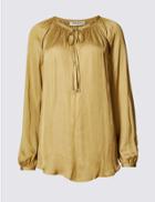 Marks & Spencer Long Sleeve Satin Blouse Mustard