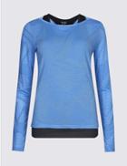 Marks & Spencer Double Layer Quick Dry Long Sleeve Top Cornflower Mix