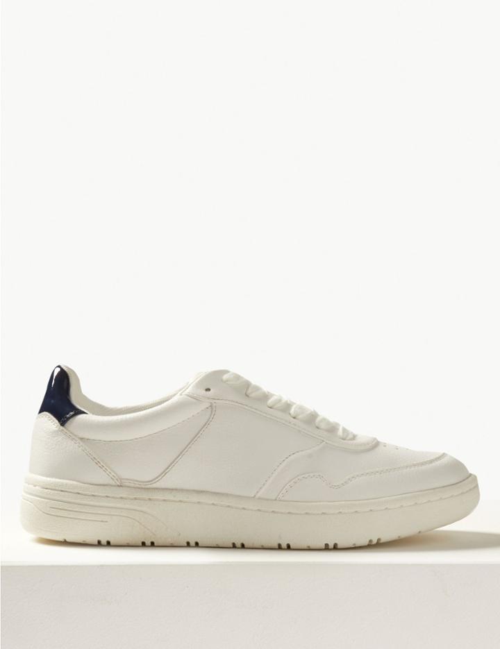 Marks & Spencer Punch Detail Lace-up Trainers White