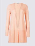 Marks & Spencer Open Front Ribbed Cardigan Blush