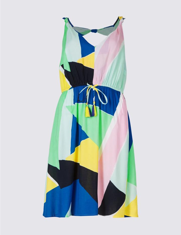Marks & Spencer Printed Knot Beach Dress Yellow Mix