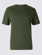 Marks & Spencer Pure Cotton Crew Neck T-shirt Forest Green