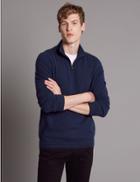 Marks & Spencer Pure Cashmere Half Zip Jumper Navy