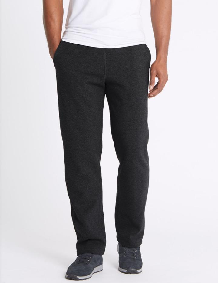 Marks & Spencer Pure Cotton Fleece Lined Joggers Charcoal Mix