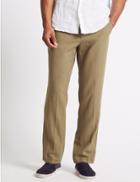 Marks & Spencer Regular Fit Linen Rich Chinos Coffee