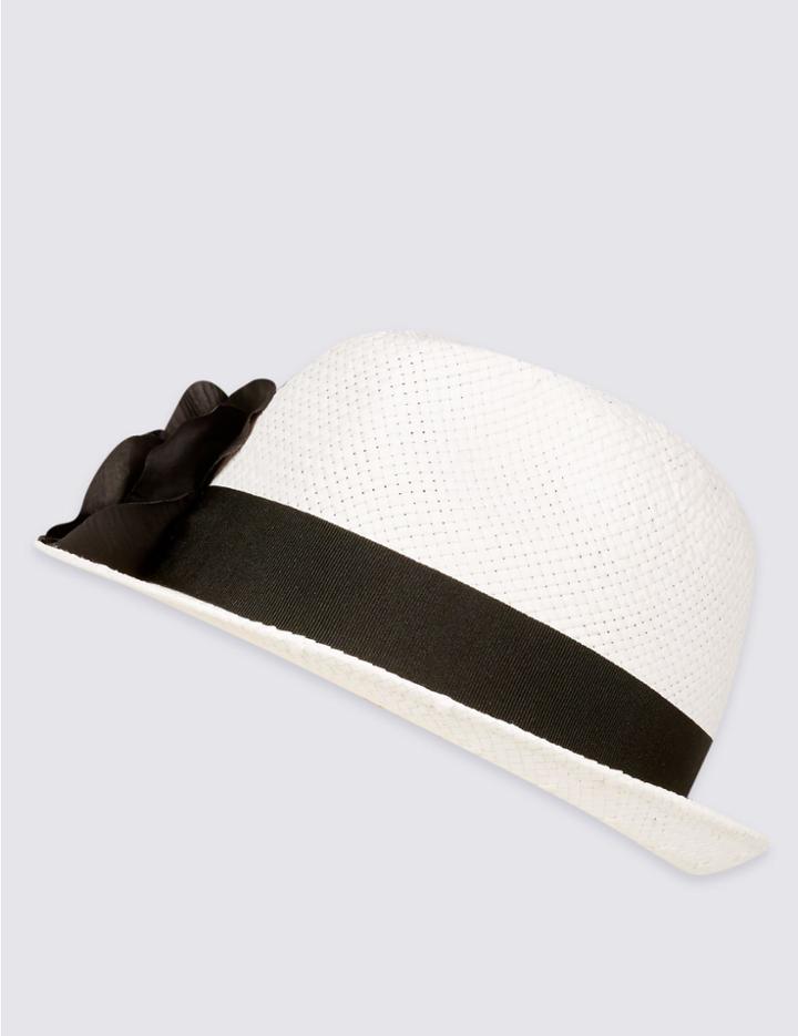 Marks & Spencer Corsage Trilby Hat White Mix