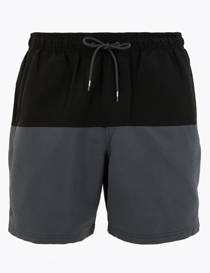 Marks & Spencer Quick Dry Colour Block Swim Shorts Black Mix