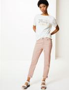 Marks & Spencer Relaxed Mid Rise Slim Jeans Pink