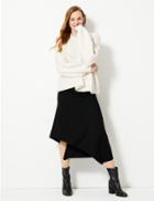 Marks & Spencer Textured Jersey Asymmetrical Midi Skirt Black