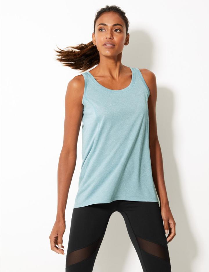 Marks & Spencer Quick Dry Sleeveless Vest Top Blue/green