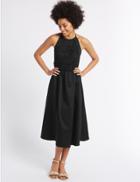Marks & Spencer Cotton Rich Embroidered Skater Dress Black