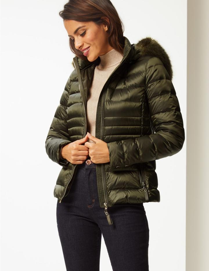 Marks & Spencer Padded Down & Feather Jacket Fern Green