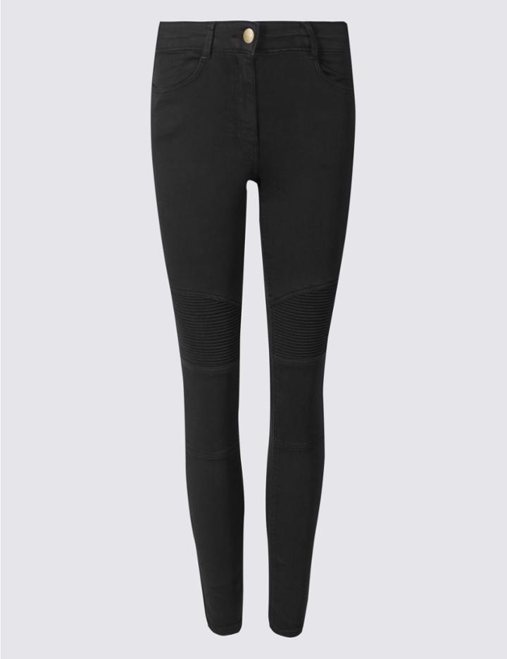 Marks & Spencer Biker Skinny Leg Trousers Black