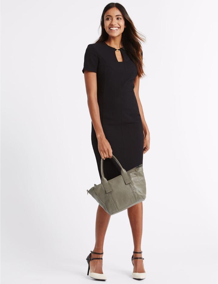 Marks & Spencer Leather Casual Grab Tote Bag Light Khaki