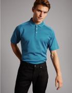 Marks & Spencer Pure Cotton Textured Polo Shirt Teal