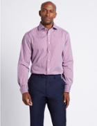 Marks & Spencer Pure Cotton Regular Fit Striped Shirt Pink Mix