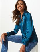 Marks & Spencer Pure Silk Long Sleeve Shirt Dark Marine