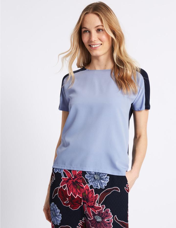 Marks & Spencer Round Neck Short Sleeve T-shirt Blue