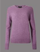 Marks & Spencer Pure Cashmere Ribbed Round Neck Jumper Lilac