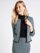 Marks & Spencer Geometrical Print Open Front Blazer Black Mix