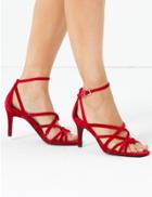 Marks & Spencer Multi Strap Stiletto Heel Sandals Red