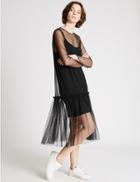 Marks & Spencer Tulle Long Sleeve Shift Dress Black