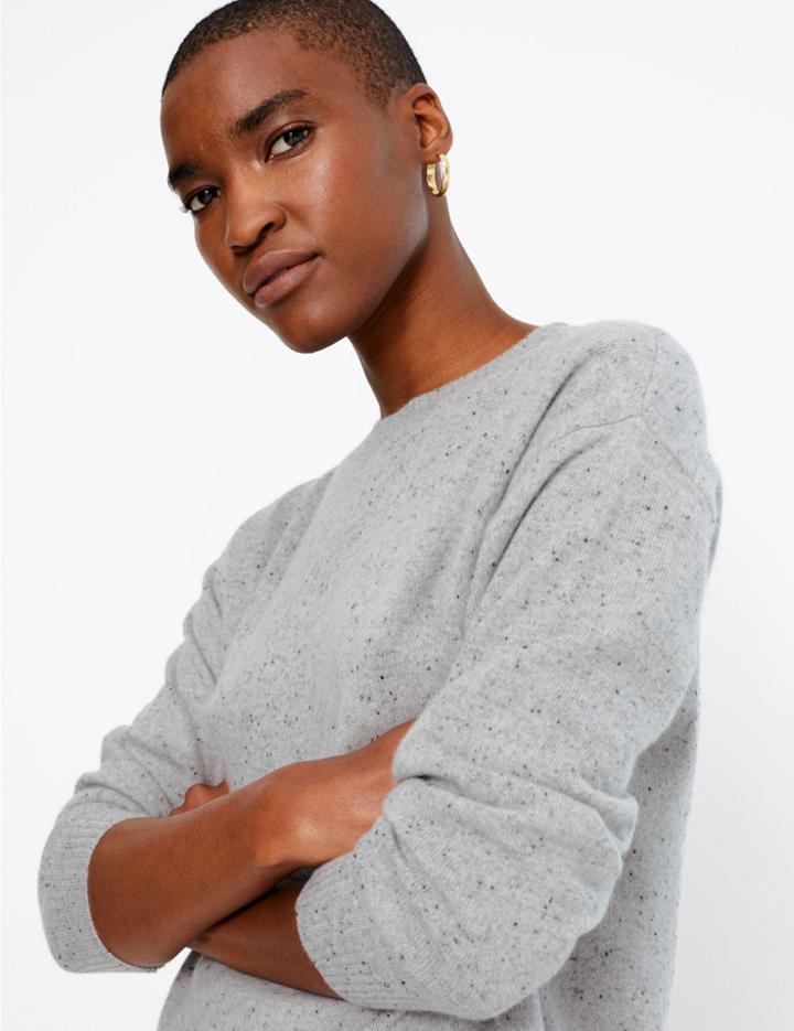 Marks & Spencer Pure Cashmere Relaxed Fit Jumper Grey Mix