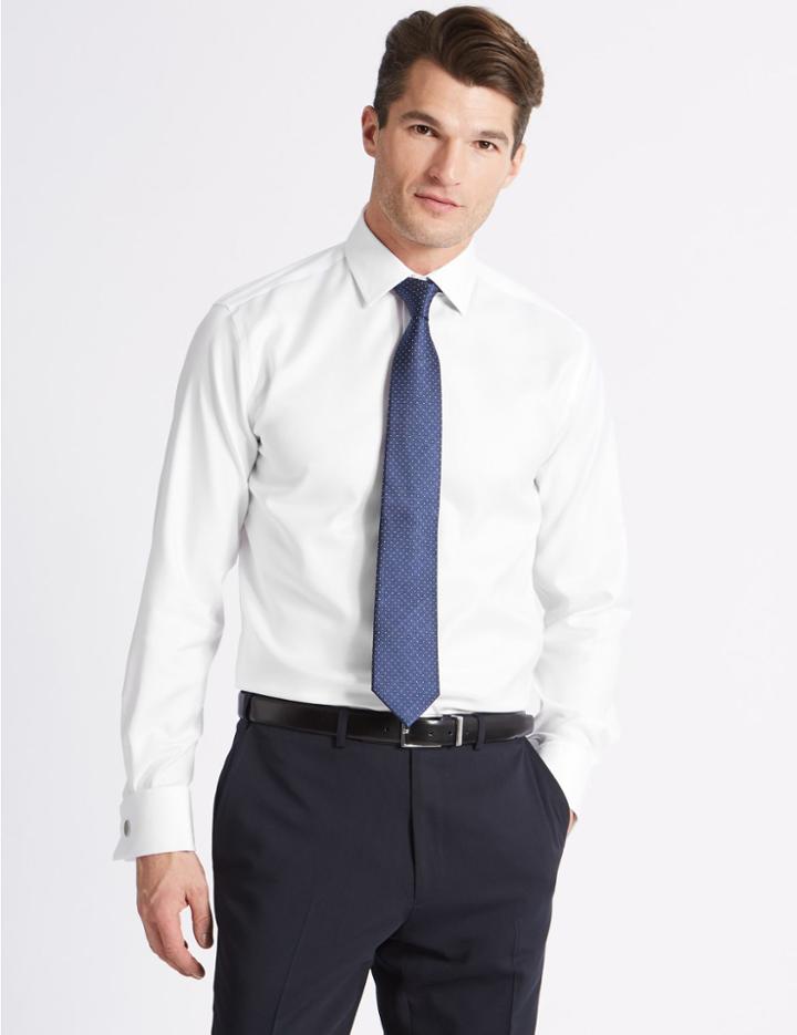 Marks & Spencer Tailored Fit Classic Collar Double Cuff Shirt White