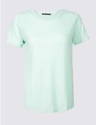 Marks & Spencer Round Neck Short Sleeve T-shirt Pale Jade