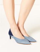 Marks & Spencer Kitten Heel Pointed Court Shoes Light Blue Mix