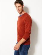 Marks & Spencer Extra Fine Lambswool V-neck Jumper Orange