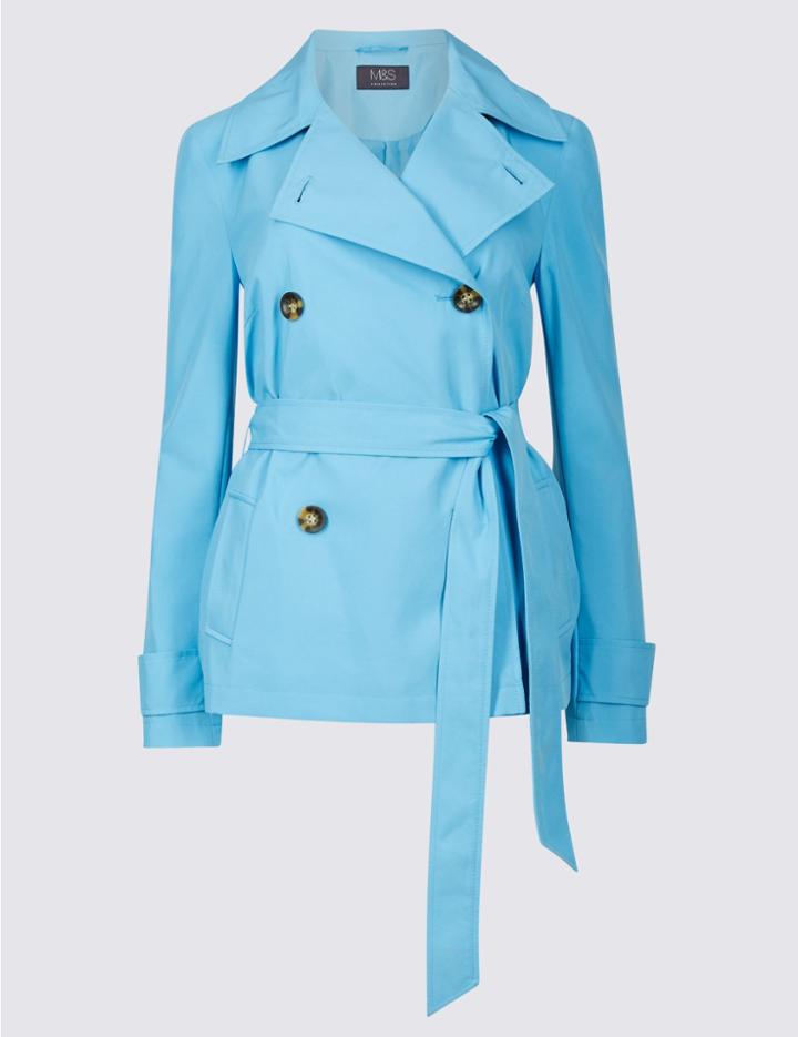 Marks & Spencer Double Breasted Trench Coat With Stormwear&trade; Sky Blue
