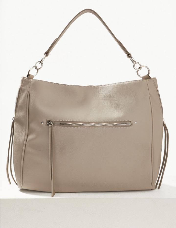 Marks & Spencer Zipped Detail Hobo Bag Stone