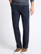 Marks & Spencer Pure Cotton Pleated Chinos Navy