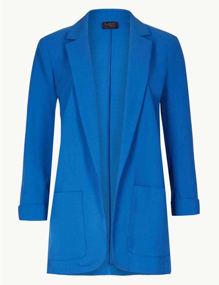 Marks & Spencer Relaxed Patch Pocket Blazer Azure Blue