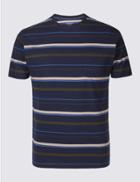 Marks & Spencer Slim Fit Pure Cotton Crew Neck T-shirt Navy Mix