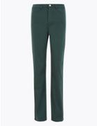 Marks & Spencer Sateen Roma Rise Straight Leg Jeans Fern Green