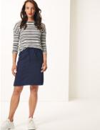 Marks & Spencer Linen Rich A-line Skirt Navy