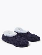 Marks & Spencer Knitted Fleece Booties Navy Mix