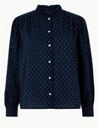 Marks & Spencer Curve Oversized Cotton Rich Shirt Navy