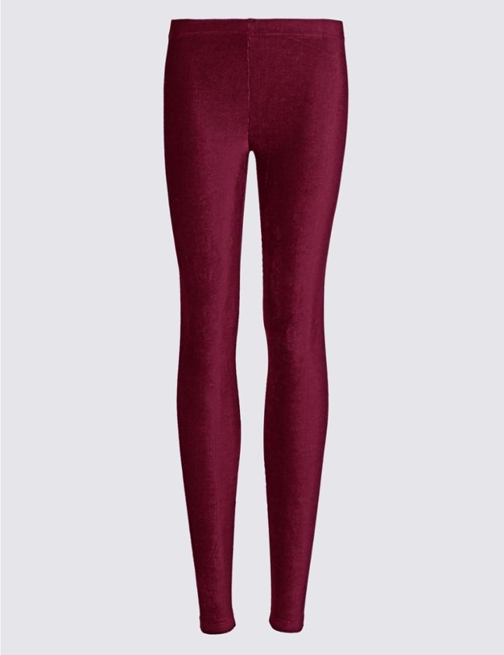 Marks & Spencer Cotton Rich Cord Leggings Berry