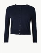 Marks & Spencer Cropped 3/4 Sleeve Dress Cardigan Navy