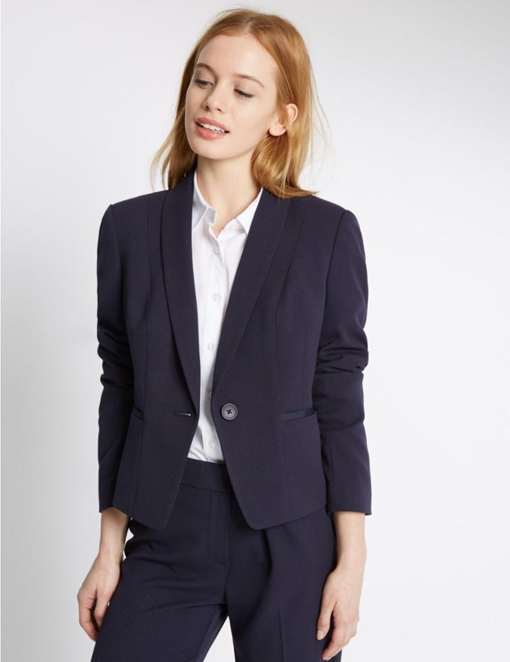 Marks & Spencer Petite Grosgrain Trim Blazer Navy