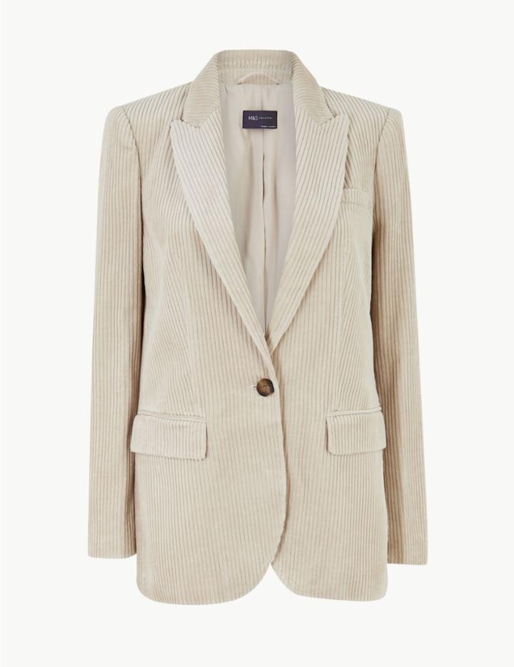 Marks & Spencer Pure Cotton Corduroy Blazer Winter White